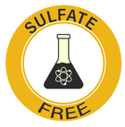 Logo indicating sulfate-free product with a yellow circle and black text.
