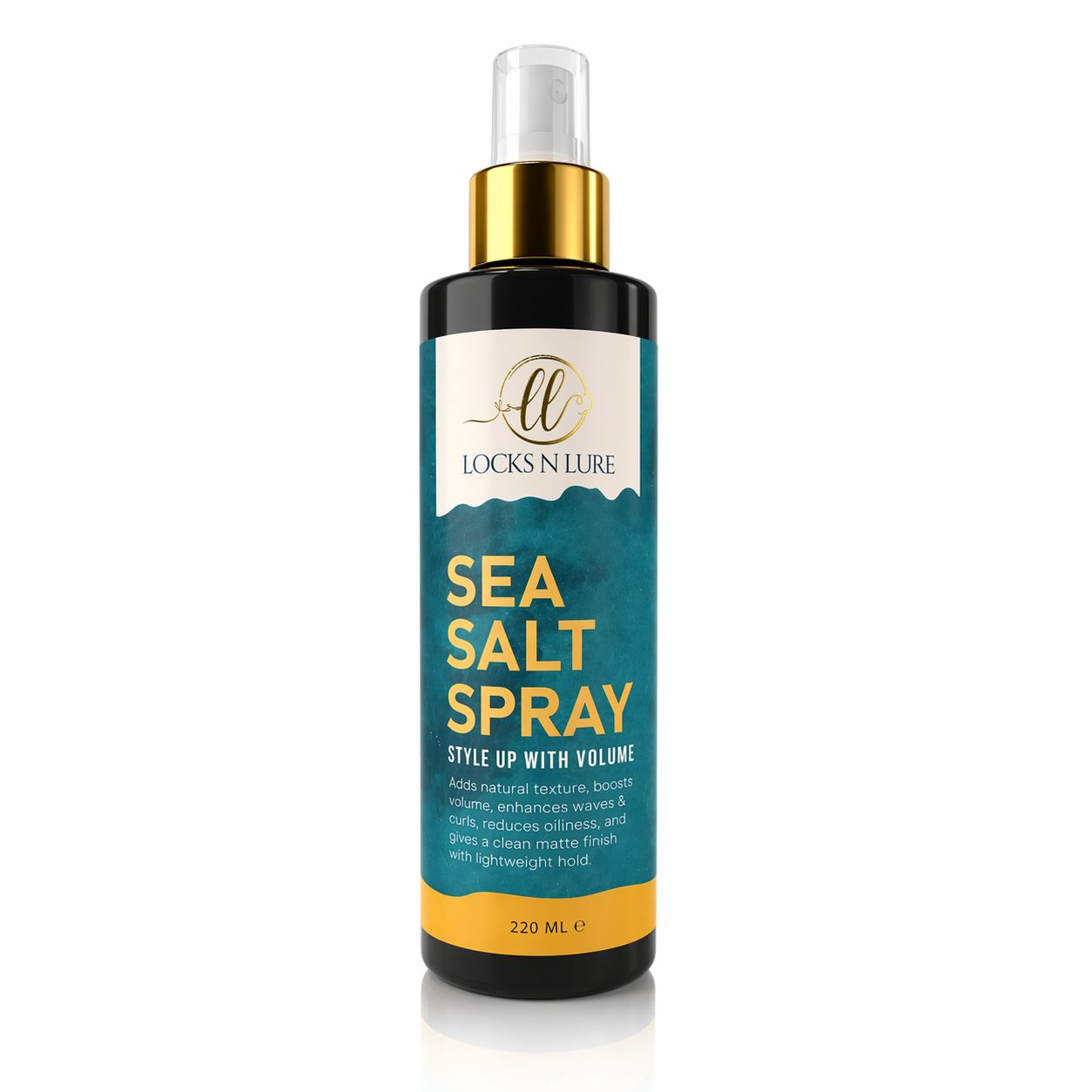 Locks N Lure sea salt spray bottle on a white background