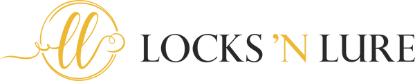 Logo of Locks 'N Lure with a stylized letter 'L' and text on a white background